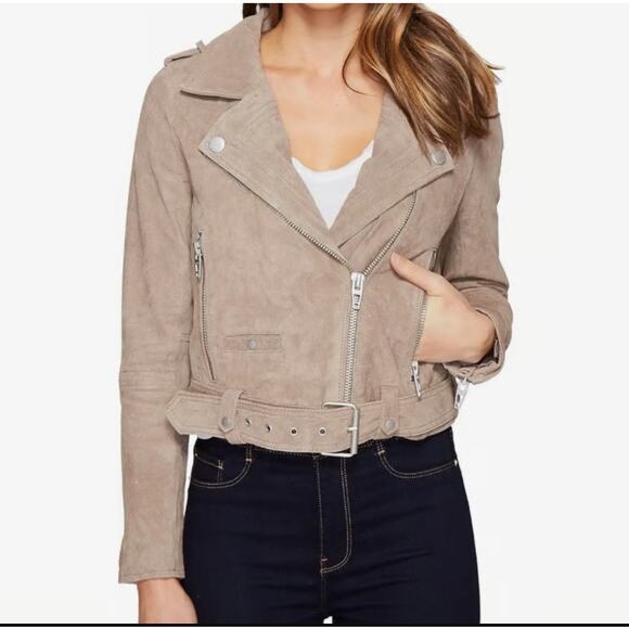 NWT BlankNyc Suede Moto Leather Jacket Sand Stoner Size Medium - Picture 2 of 6
